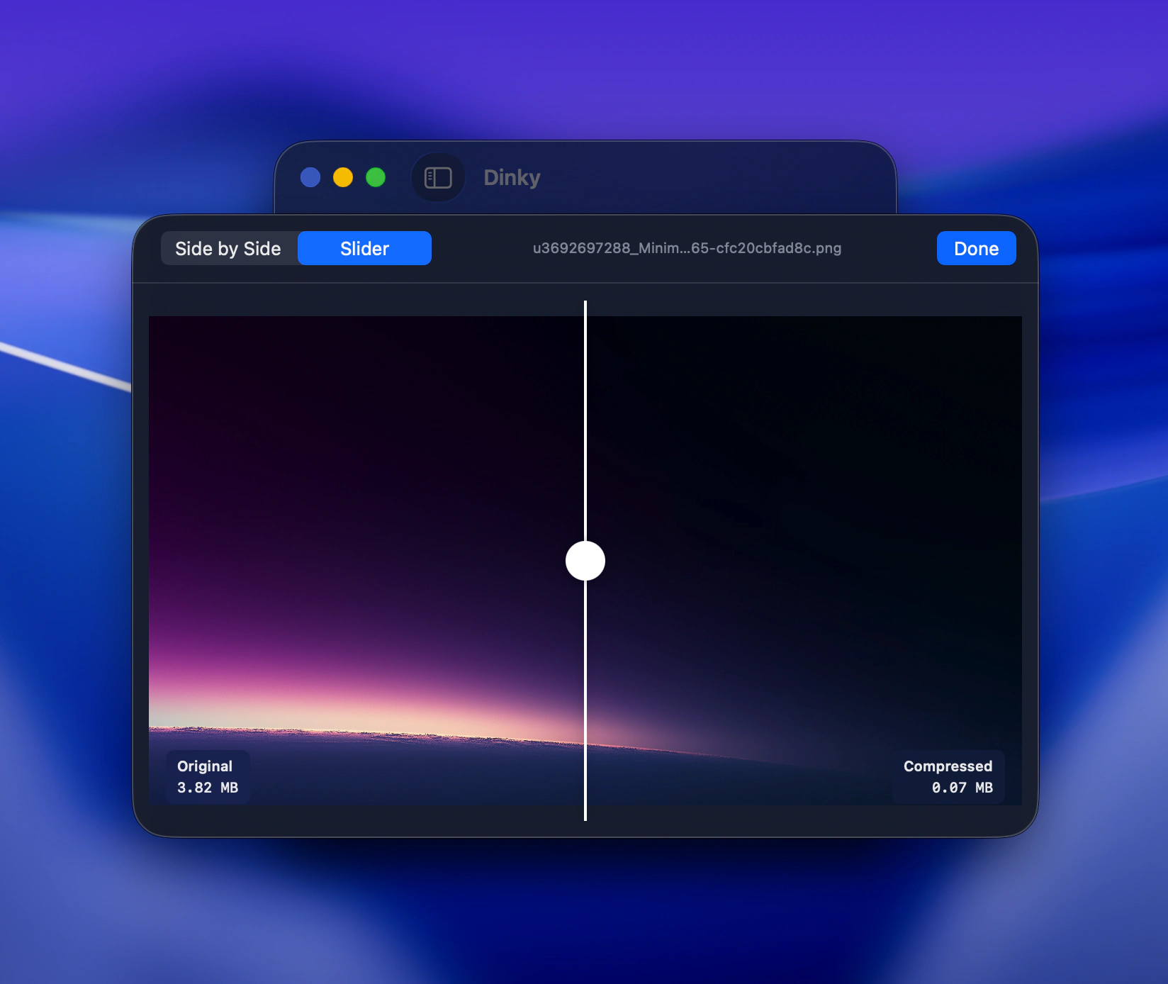 Dinky before and after slider preview